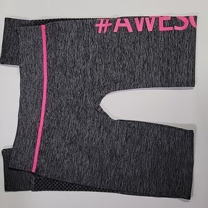 Girls Soba Sport Athletic Leggings Heather Gray with Neon Pink (Awesome) Siz 7/8